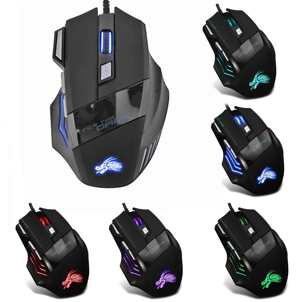 USB Wired 7-Button Gaming Mouse with Adjustable Backlight