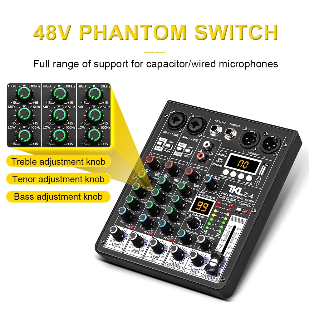 TKL 4-Channel DSP Audio Mixer with USB & Bluetooth