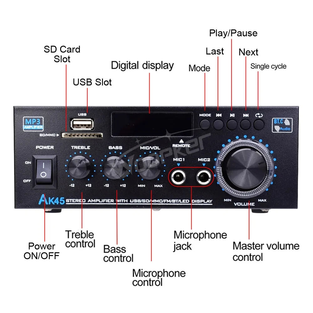 Woopker AK Series Bluetooth Digital Amplifier (AK35/45/45 Pro/55)