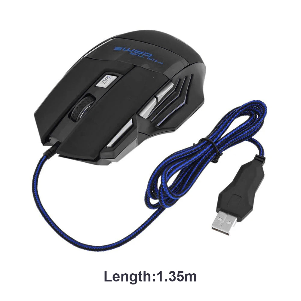 USB Wired 7-Button Gaming Mouse with Adjustable Backlight