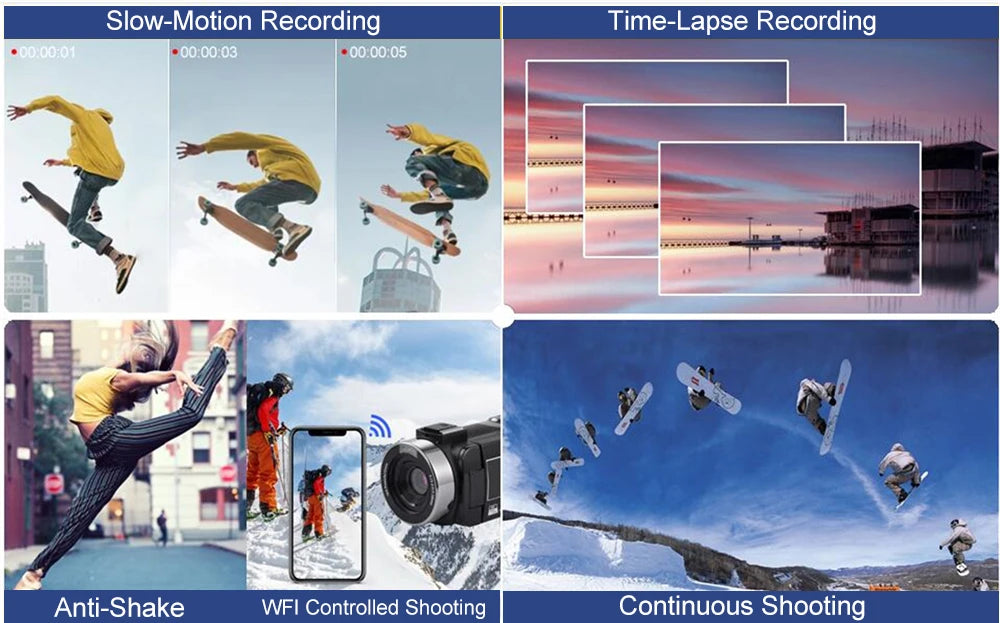 8K 48MP Digital Camera with 18X Zoom & 3" Touch Screen Camcorder