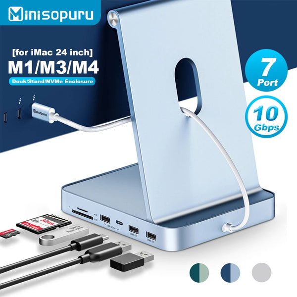 Minisopuru USB-C Hub for iMac 24" (2021–2024) with NVMe SSD Support