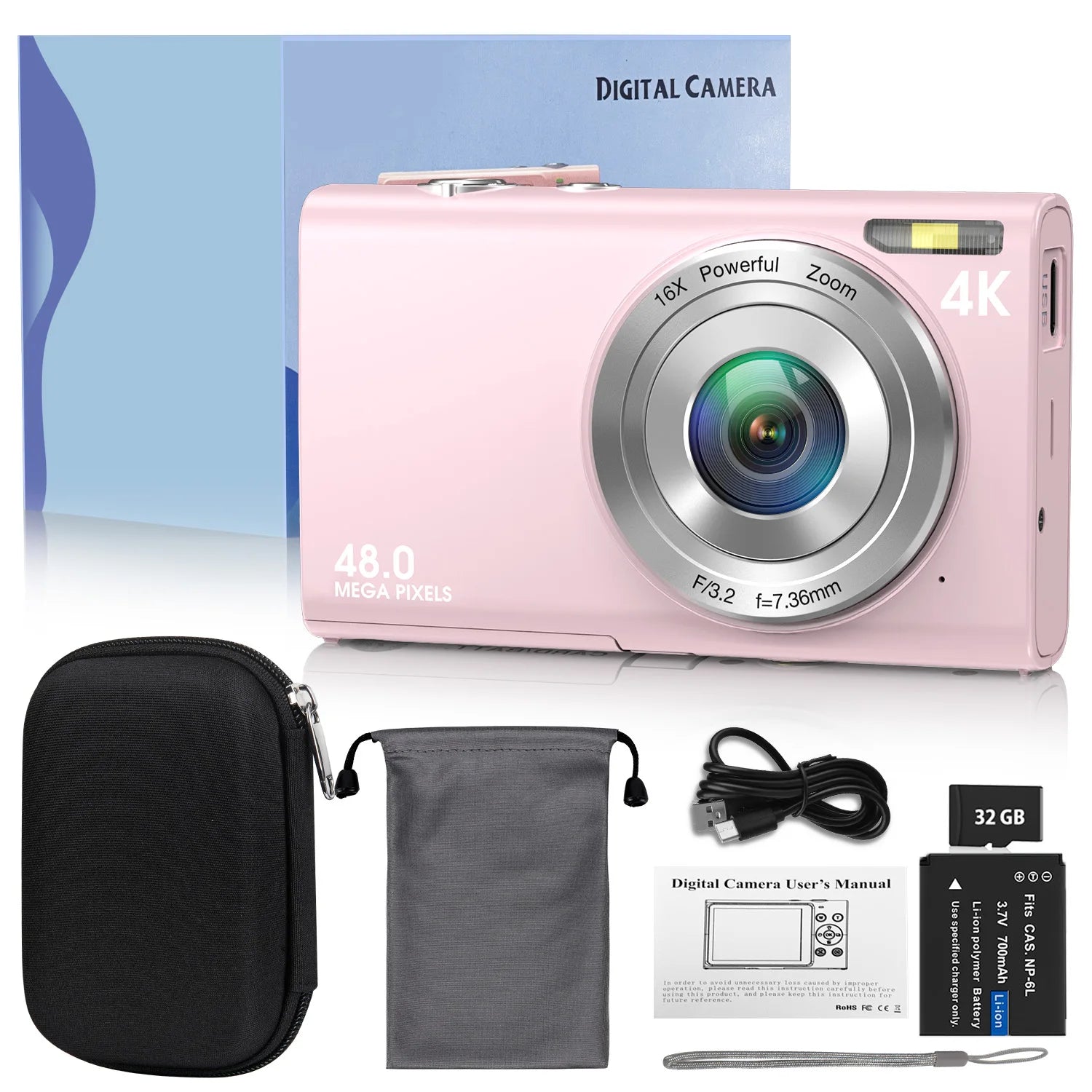 4K 48MP Digital Camera with Autofocus & Large Screen