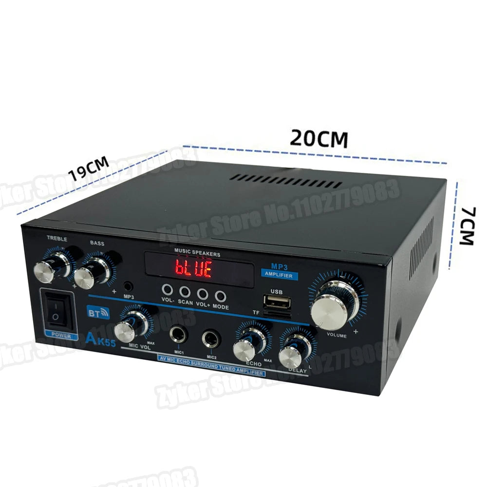AK55 HiFi Bluetooth Amplifier – 2.0 Channel 90W×2 Surround Sound Amp