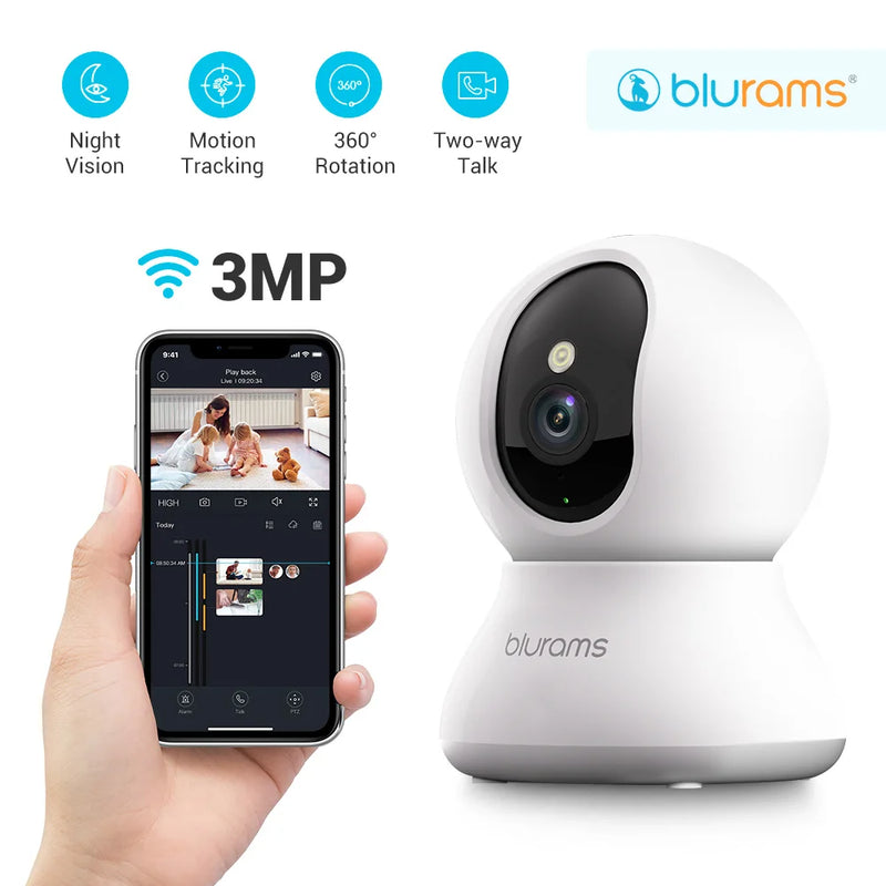 Blurams 2K Indoor WiFi Security Camera – 360° PTZ