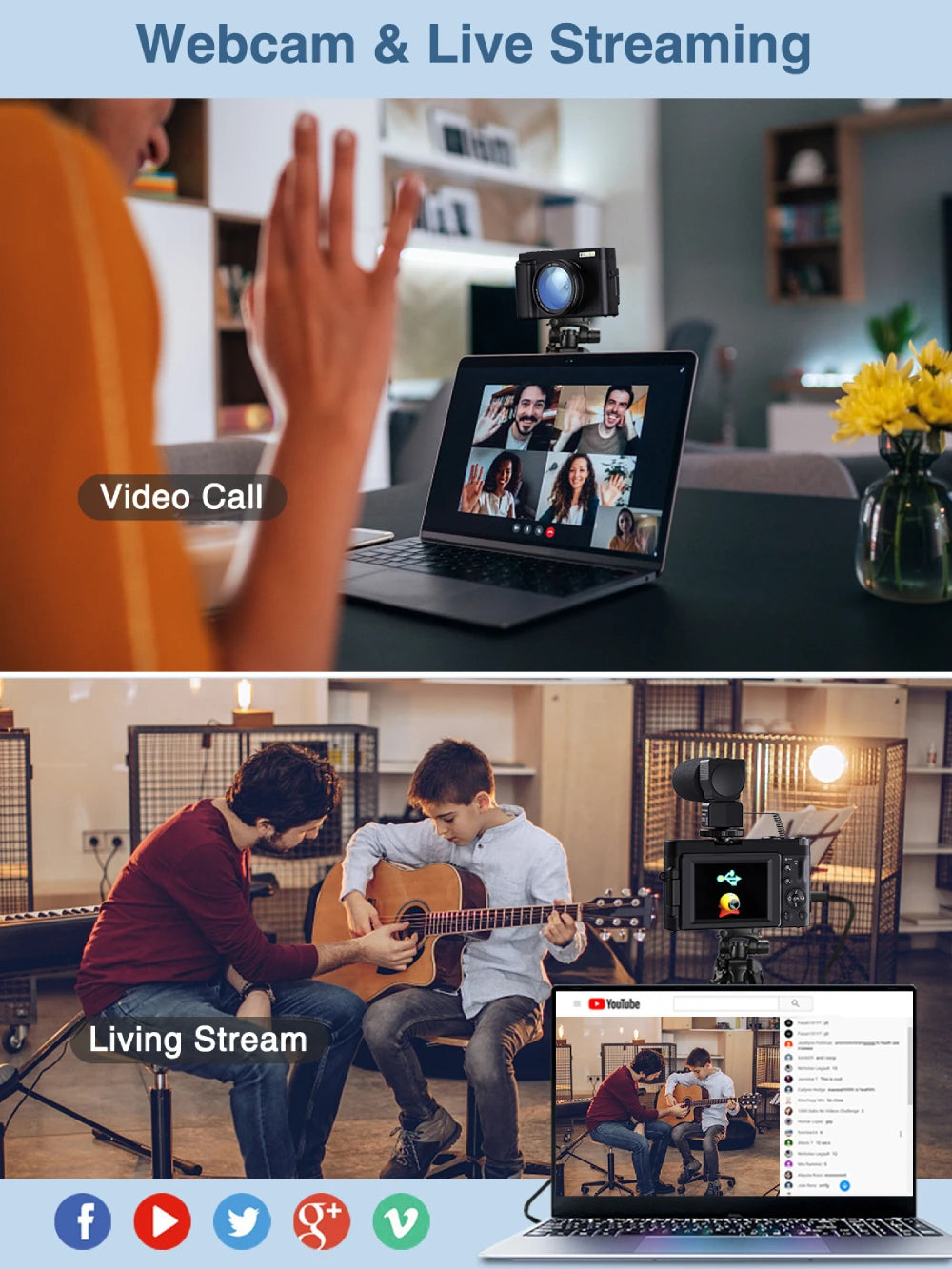 4K 48MP Digital Camera with Autofocus & 180° Flip Screen