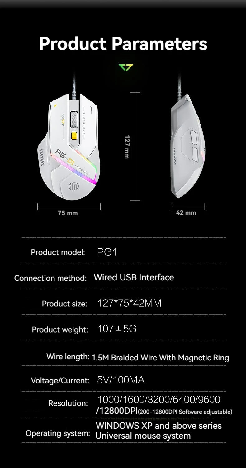 Inphic PG1 Wired RGB Gaming Mouse