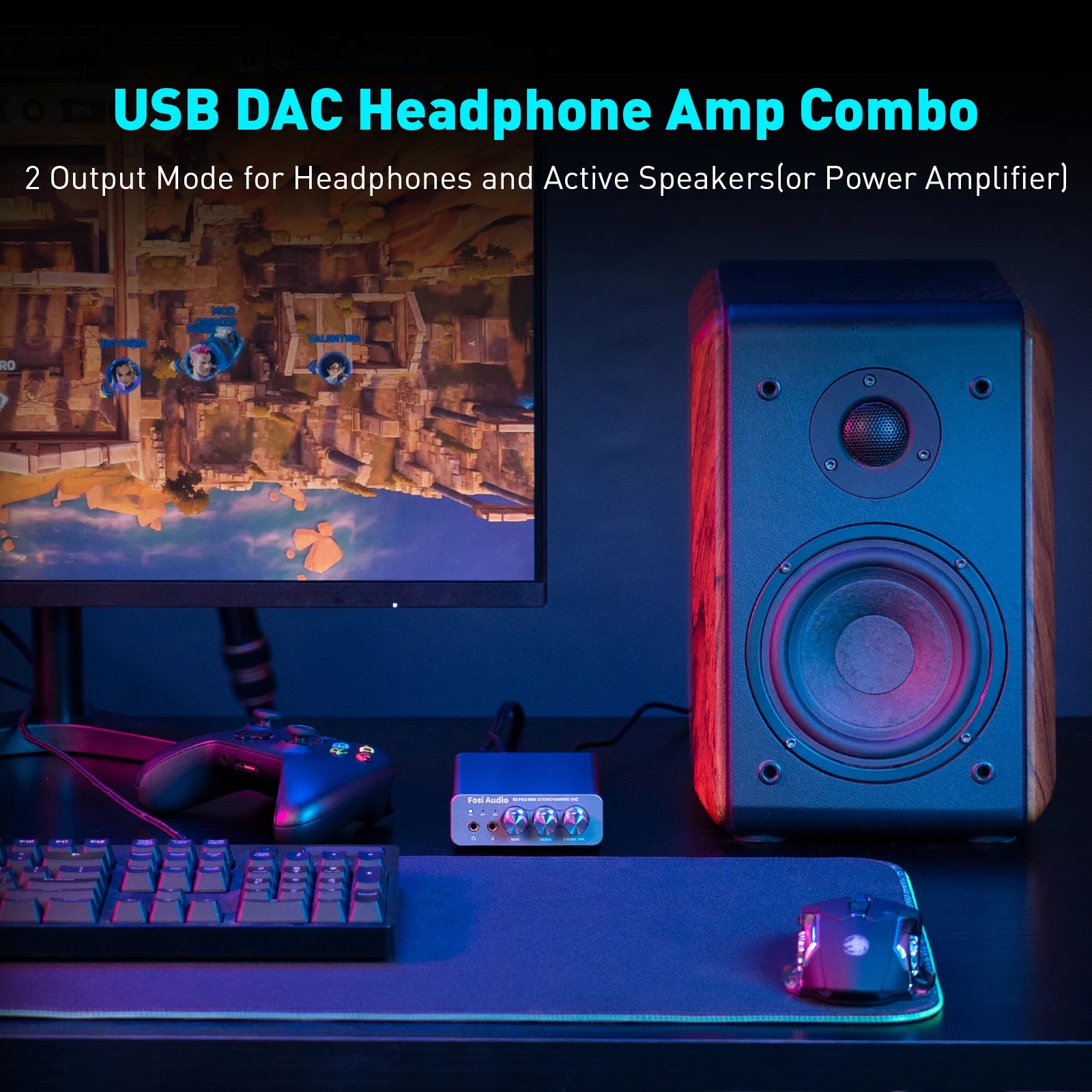 Fosi Audio K5 PRO USB Gaming DAC & Headphone Amp