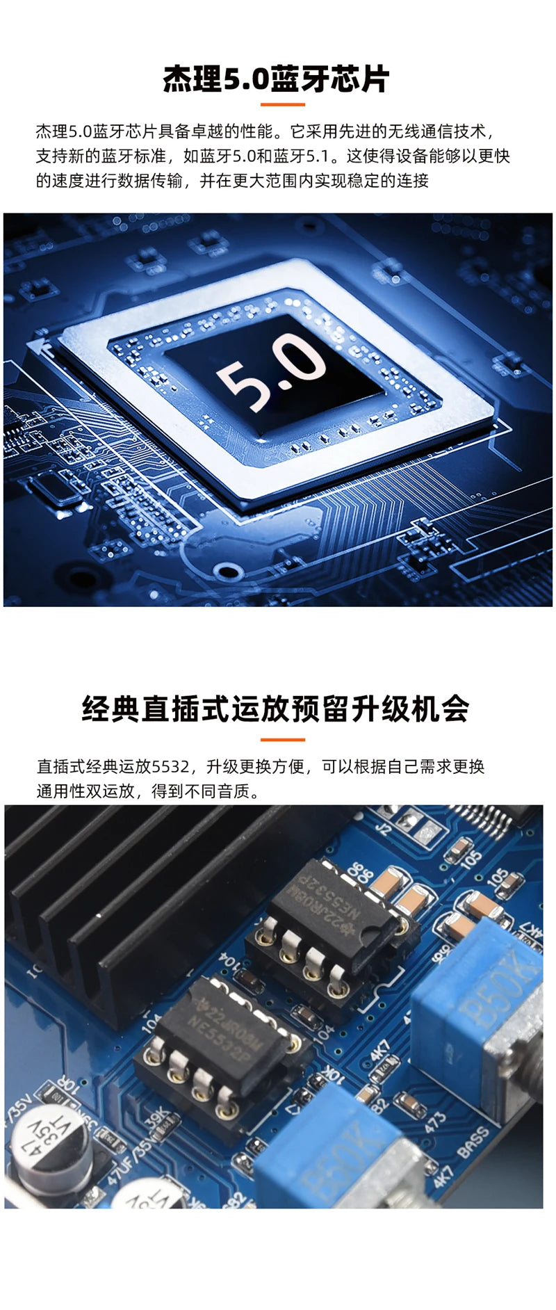 HiFi Bluetooth 5.0 Audio Amplifier TPA3116D2 100W×2