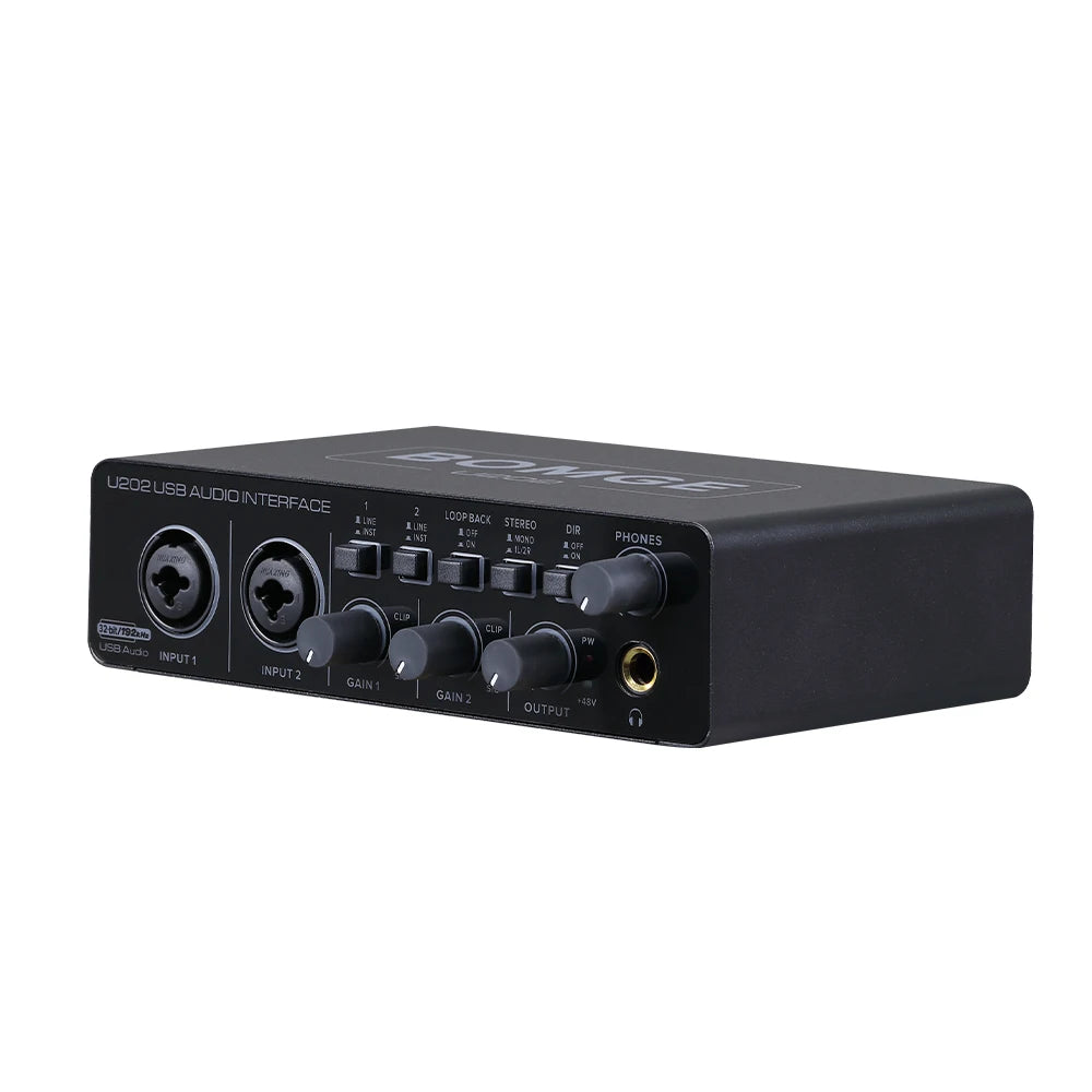 BOMGE U202 USB Audio Interface – 32-Bit Mic Preamp for Recording & Streaming