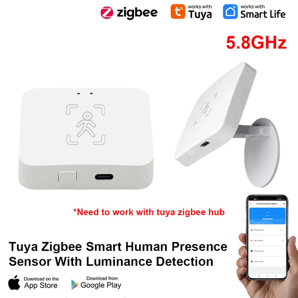 Tuya Zigbee Presence Sensor – mmWave Motion & Breathing Detector with Smart Life App