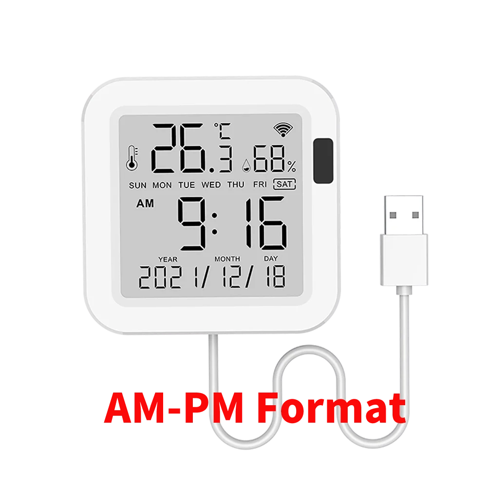 Tuya WiFi Smart Temperature & Humidity Sensor with Backlight, Works with Alexa & Google