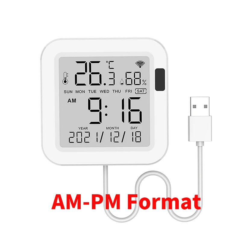 Tuya WiFi Smart Temperature & Humidity Sensor with Backlight, Works with Alexa & Google