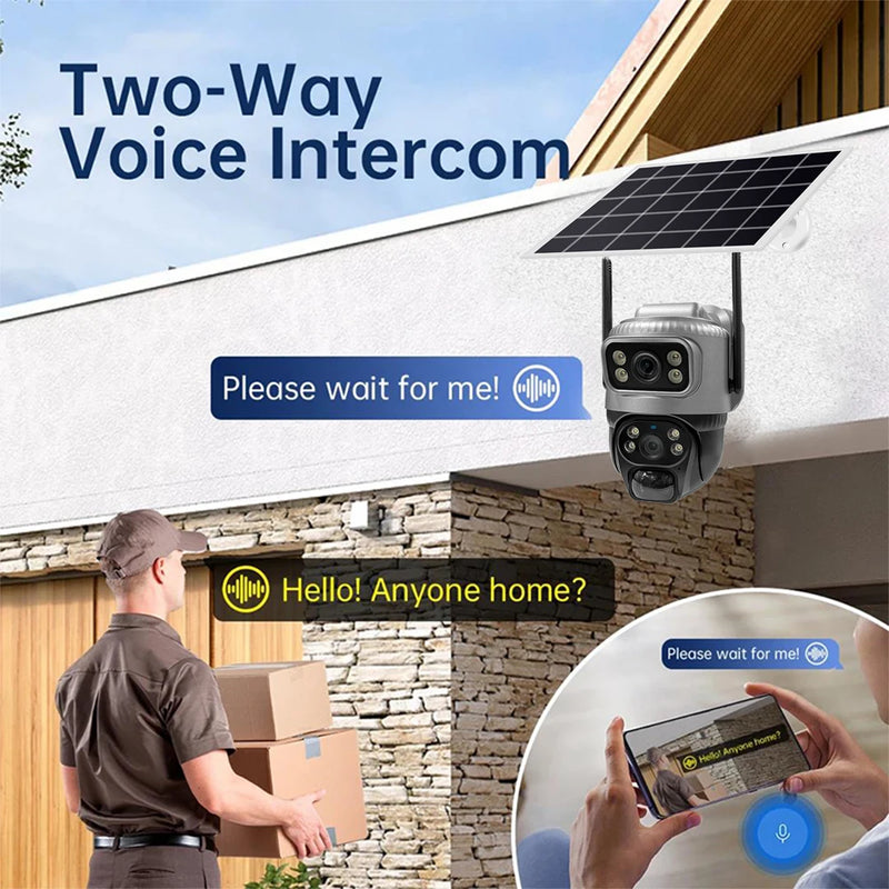8MP 4K Solar 4G WiFi Outdoor Camera with Dual Lens & PIR Detection