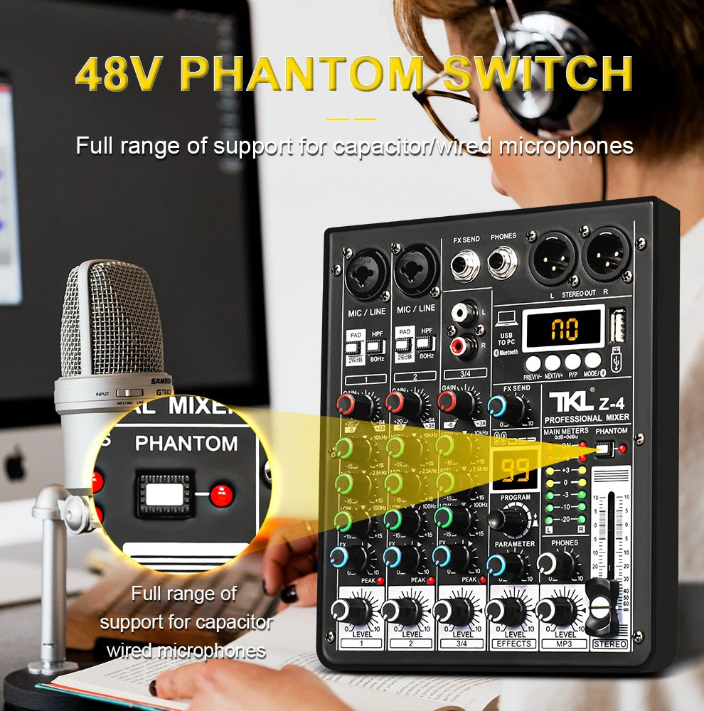 TKL 4-Channel DSP Audio Mixer with USB & Bluetooth