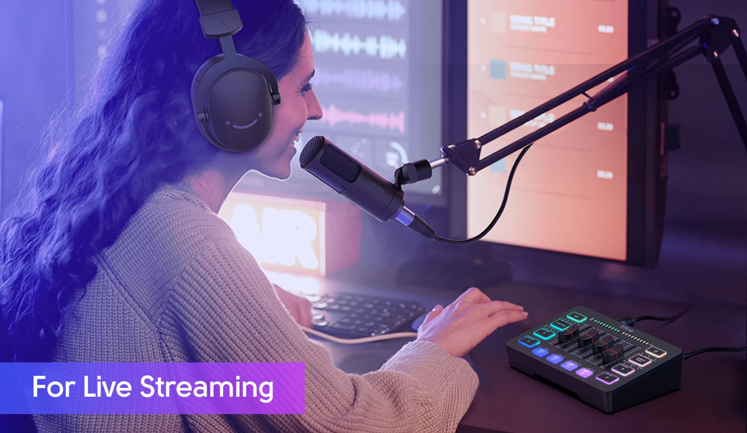 FIFINE SC3 RGB Audio Mixer – 4-Channel XLR Interface for Streaming & Gaming
