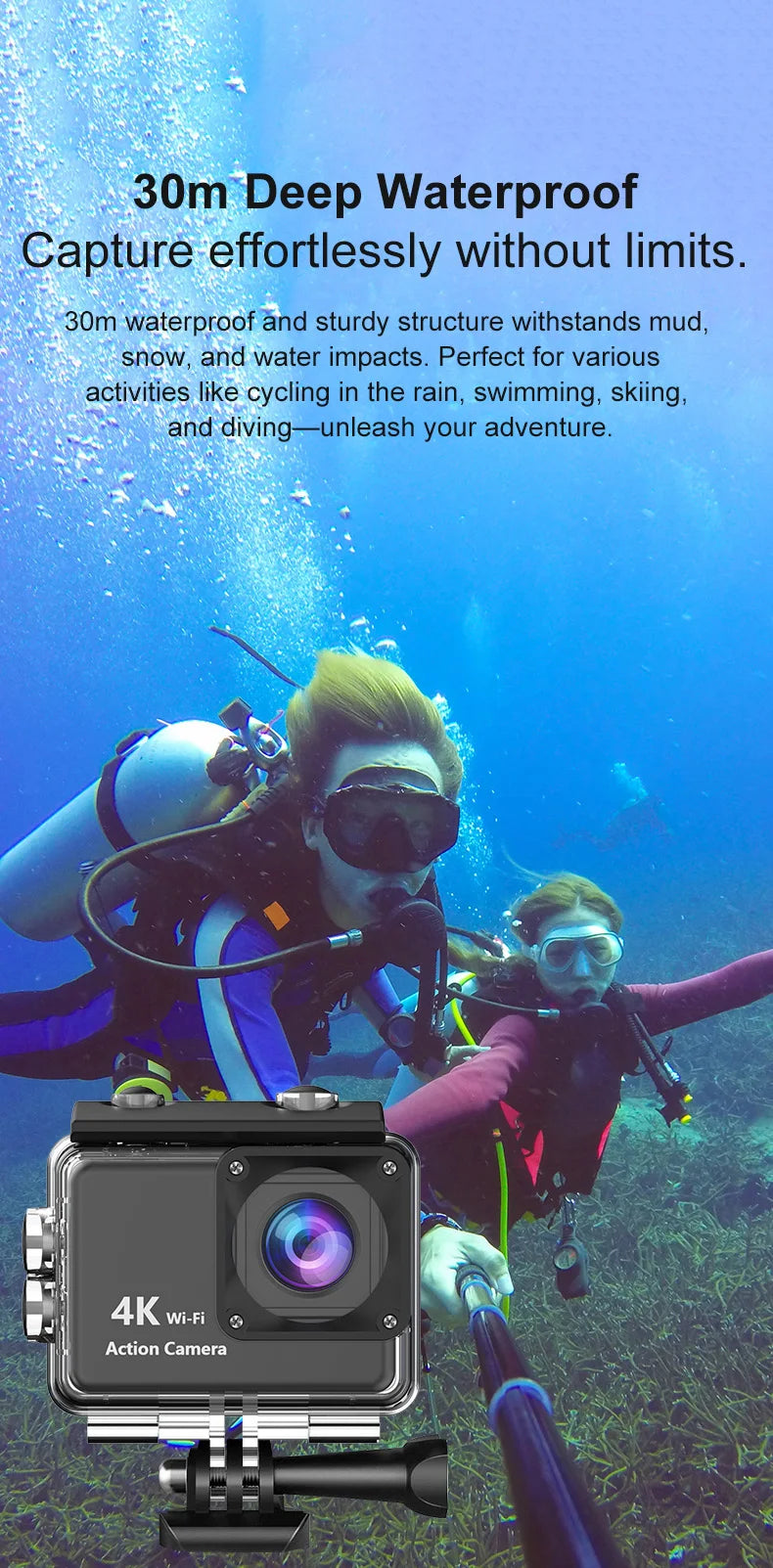 4K Action Camera with WiFi & Waterproof Case