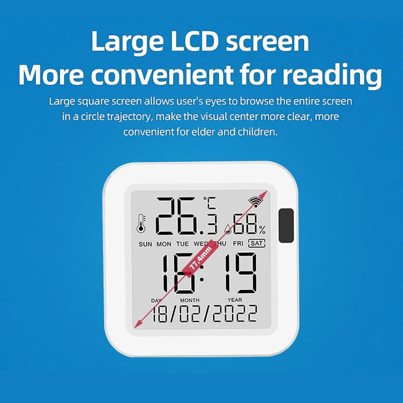 Tuya WiFi Smart Temperature & Humidity Sensor with Backlight, Works with Alexa & Google