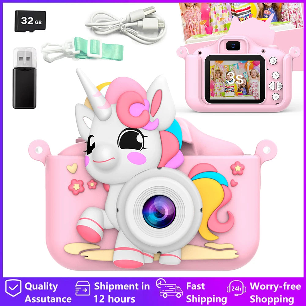 Kids Digital Camera – 1080P HD Video, 2" Screen, Music & Games – Gift for Girls & Boys