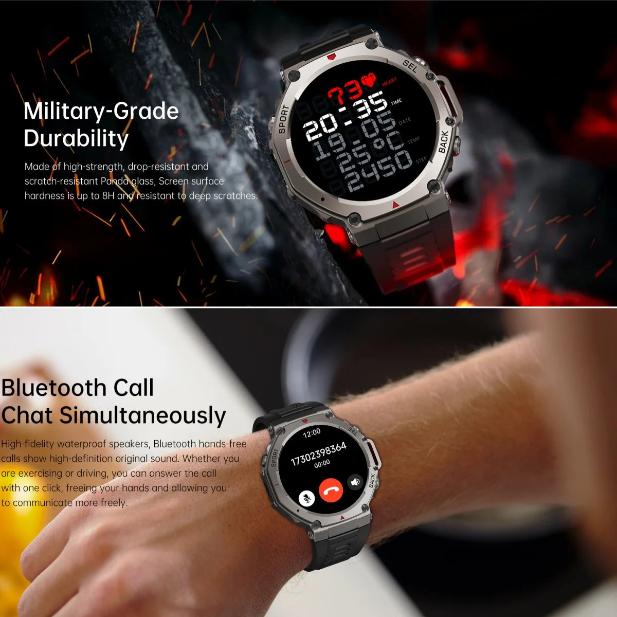 2025 GPS Smartwatch – AMOLED, Compass, Altimeter, 60-Day Battery, Bluetooth Call