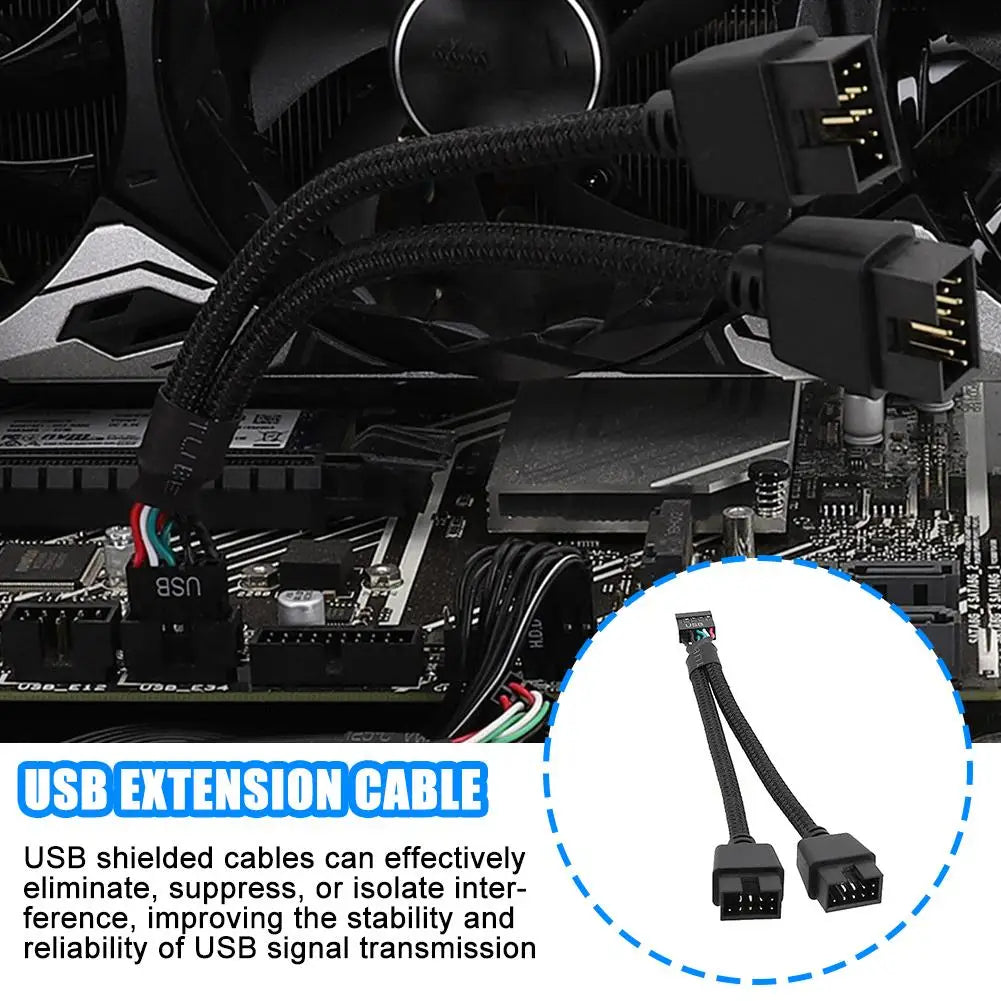 12cm USB 9-Pin Y Splitter Extension Cable for PC
