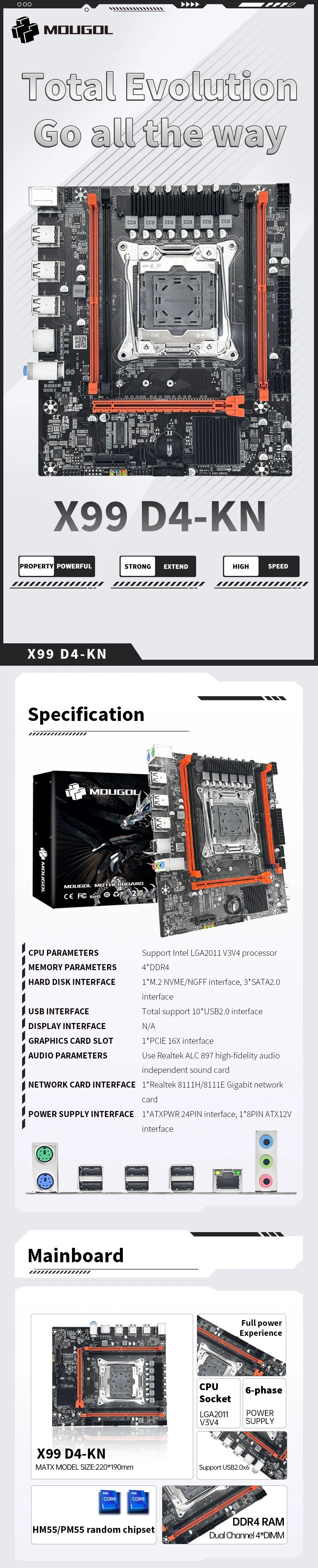 MOUGOL X99 Gaming Motherboard Kit with Xeon E5-2680 V4 & 16GB DDR4 RAM