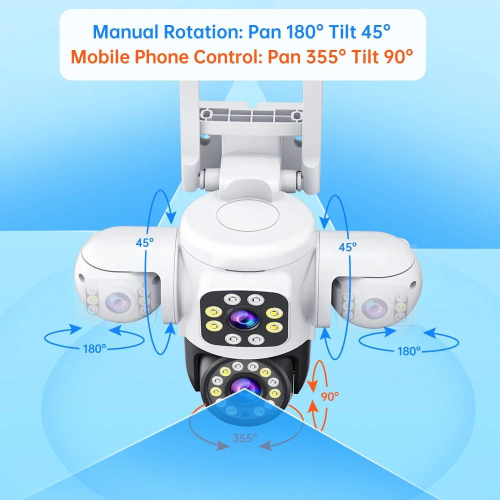 ANSVICAM 6K PTZ Camera – Triple Lens 360° Outdoor WiFi Surveillance (12MP, IP66)