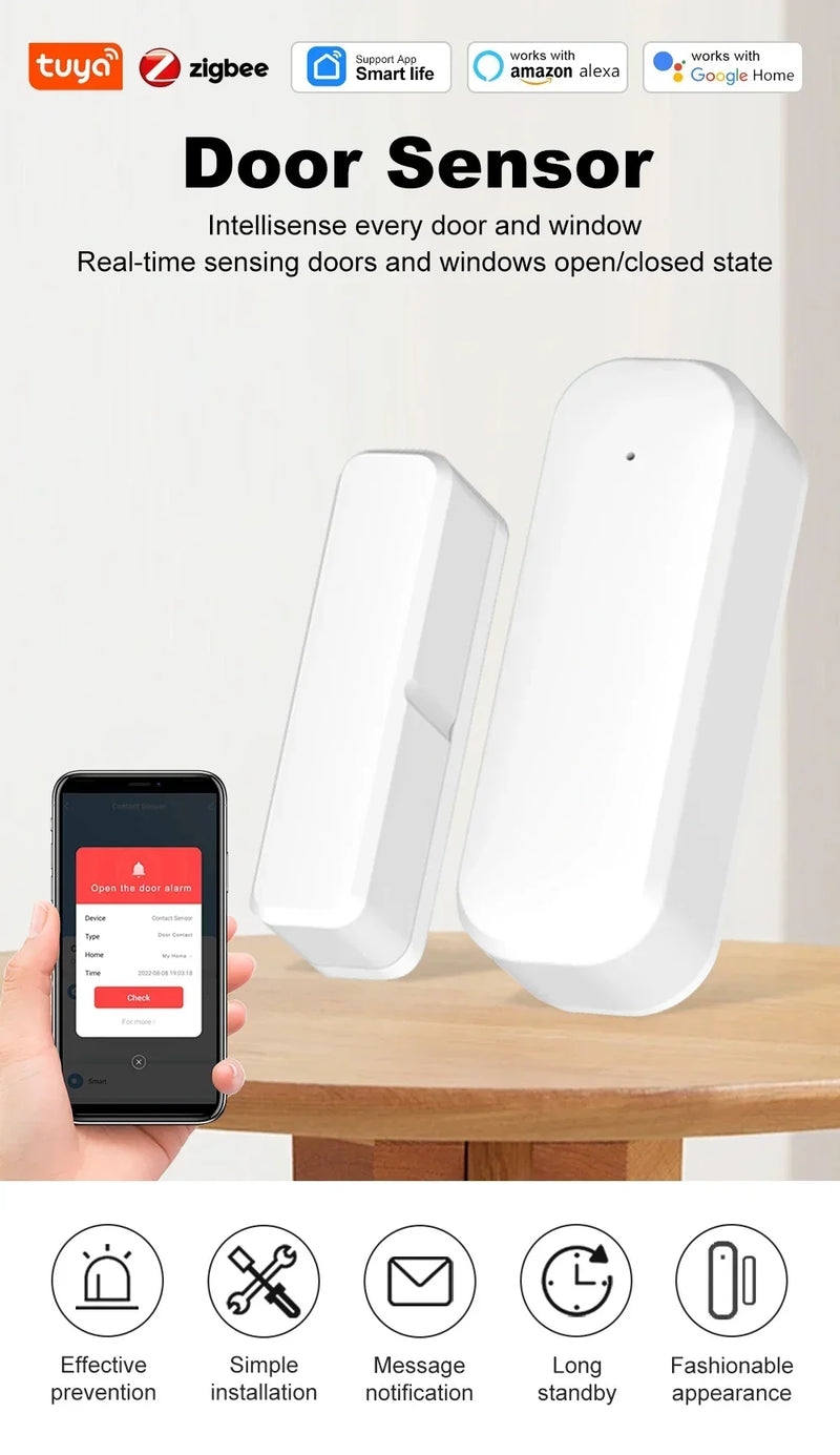 Tuya Zigbee Door & Window Sensor with Smart Home Security Alarm