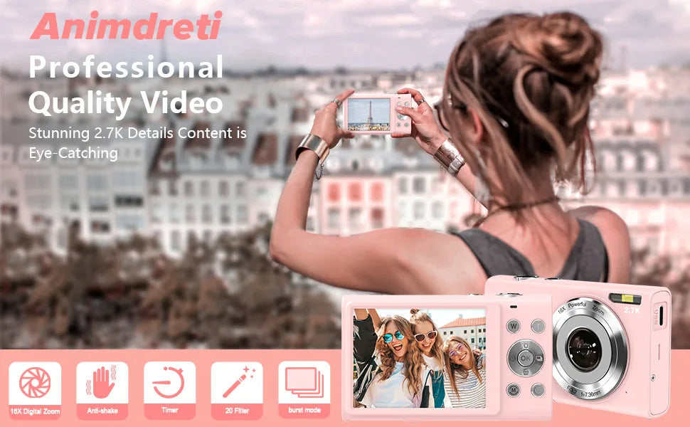 4K 48MP Digital Camera with Autofocus & Large Screen