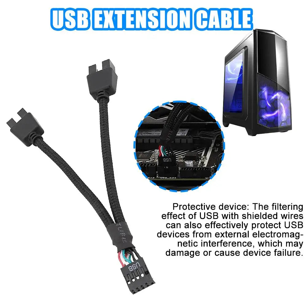 12cm USB 9-Pin Y Splitter Extension Cable for PC
