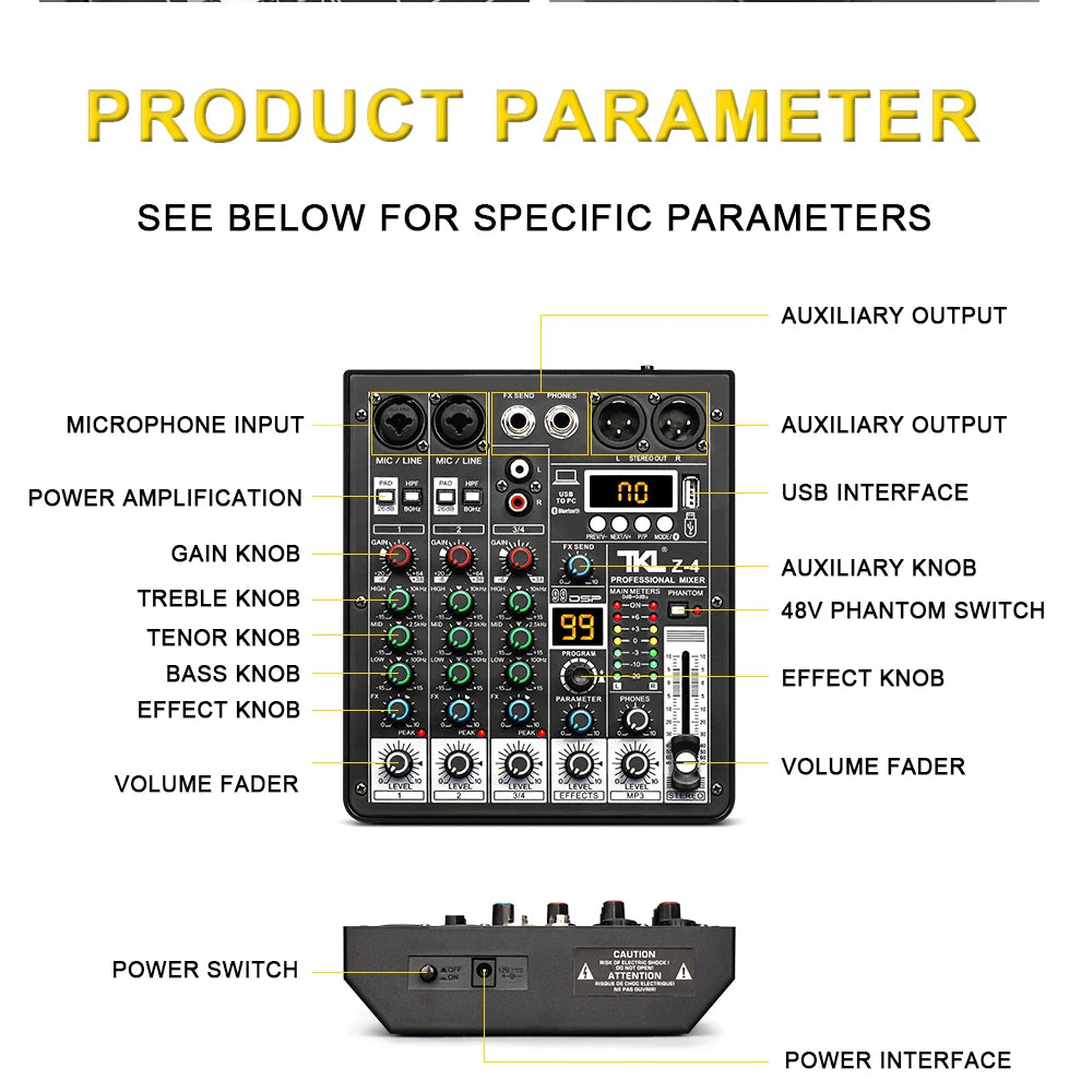 TKL 4-Channel DSP Audio Mixer with USB & Bluetooth