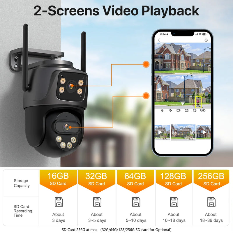 6K 9MP WiFi PTZ Outdoor Camera with Triple Lens & 8X Zoom