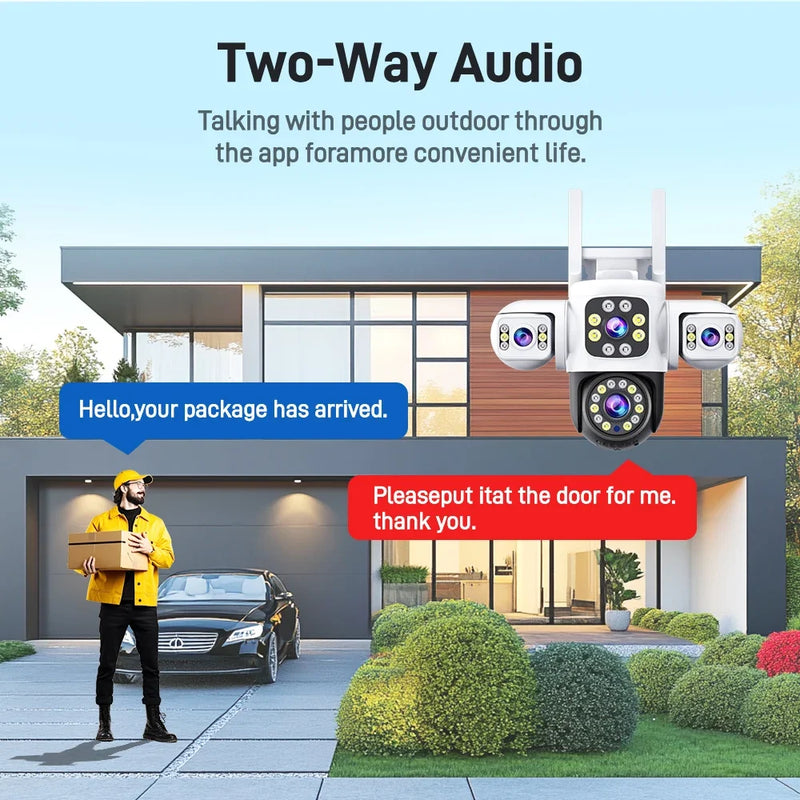 ANSVICAM 6K PTZ Camera – Triple Lens 360° Outdoor WiFi Surveillance (12MP, IP66)