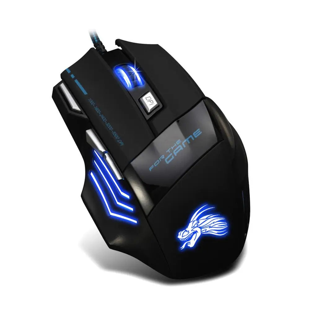 USB Wired 7-Button Gaming Mouse with Adjustable Backlight