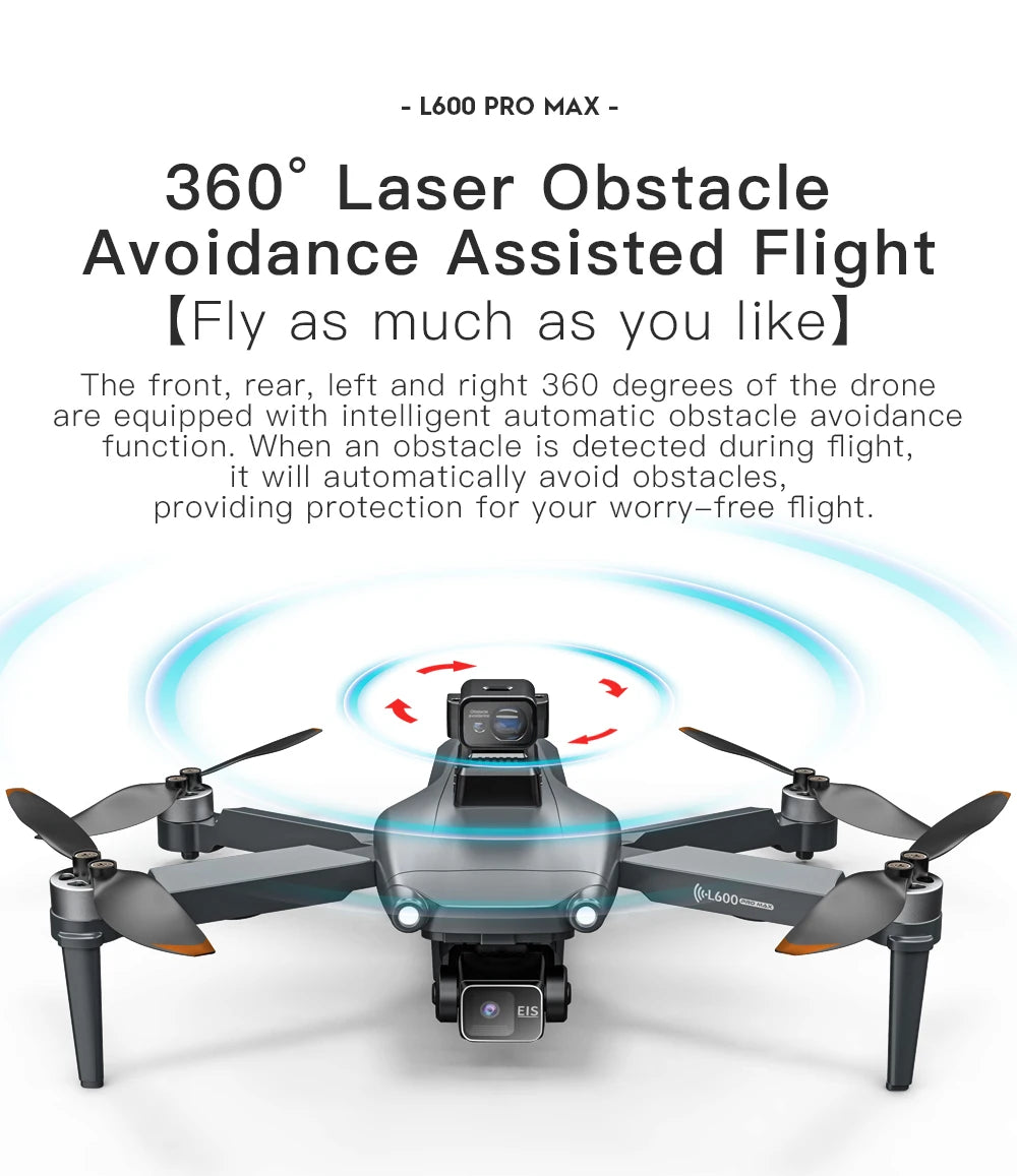 L600 PRO MAX 4K GPS Drone – Dual Camera, 3-Axis Gimbal & 360° Obstacle Avoidance