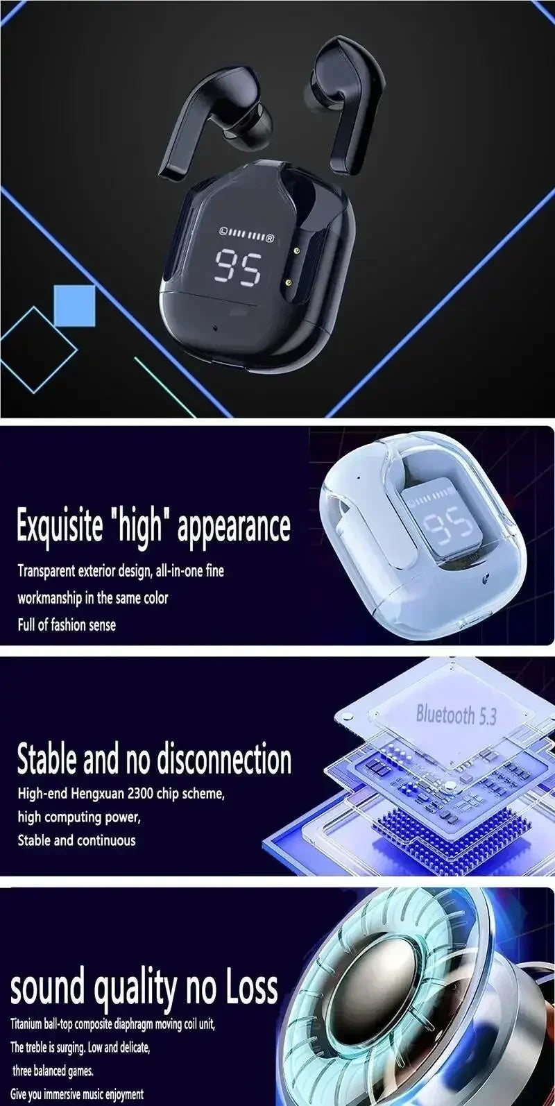 T2 TWS Gaming Earbuds – Bluetooth 5.3 HiFi Stereo with Noise Reduction + Free Case & Lanyard