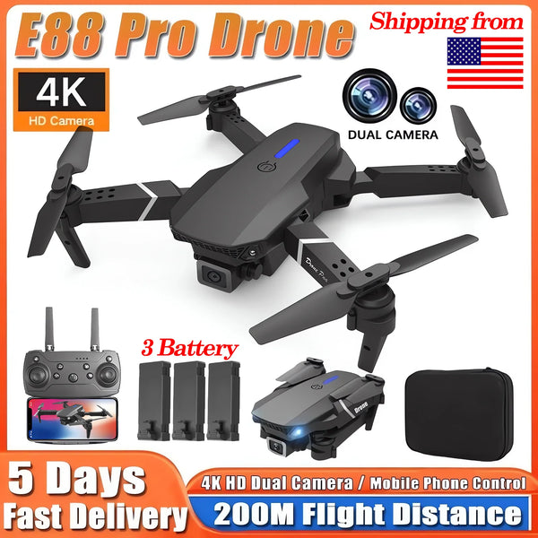 2024 E88Pro Foldable 4K RC Drone with 3 Batteries