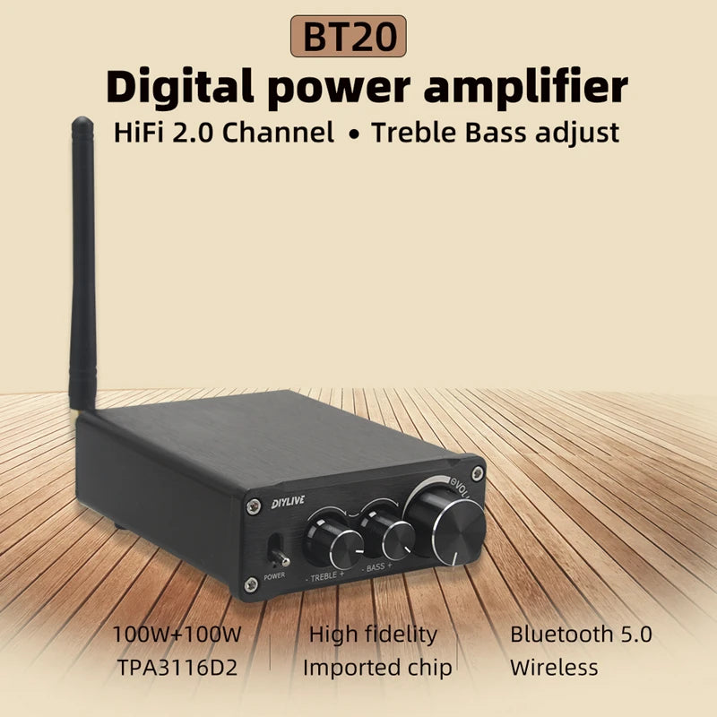 HiFi Bluetooth 5.0 Audio Amplifier TPA3116D2 100W×2