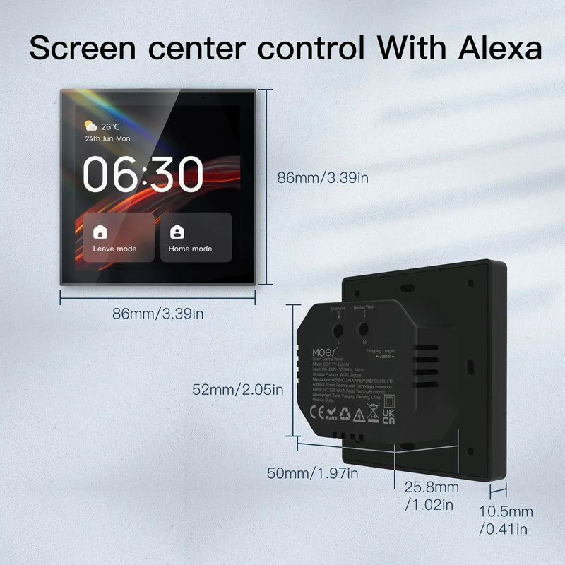 MOES 4" WiFi Touch Panel – Tuya Screen with Alexa & Zigbee Gateway Integration