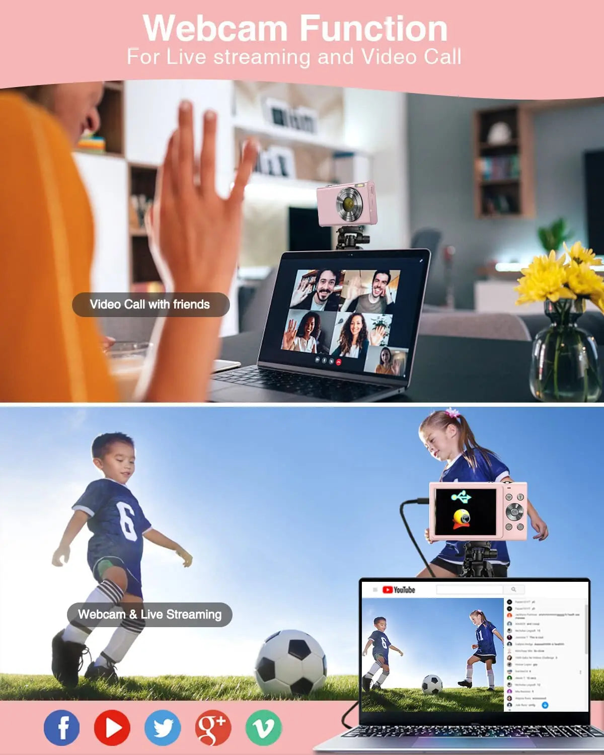 4K 48MP Digital Camera with Autofocus & Large Screen