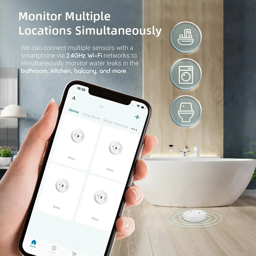 Tuya ZigBee Smart Water Leak Sensor with Alarm & App Control