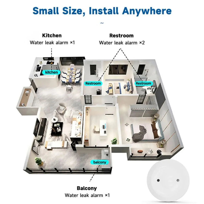 Tuya ZigBee Smart Water Leak Sensor with Alarm & App Control