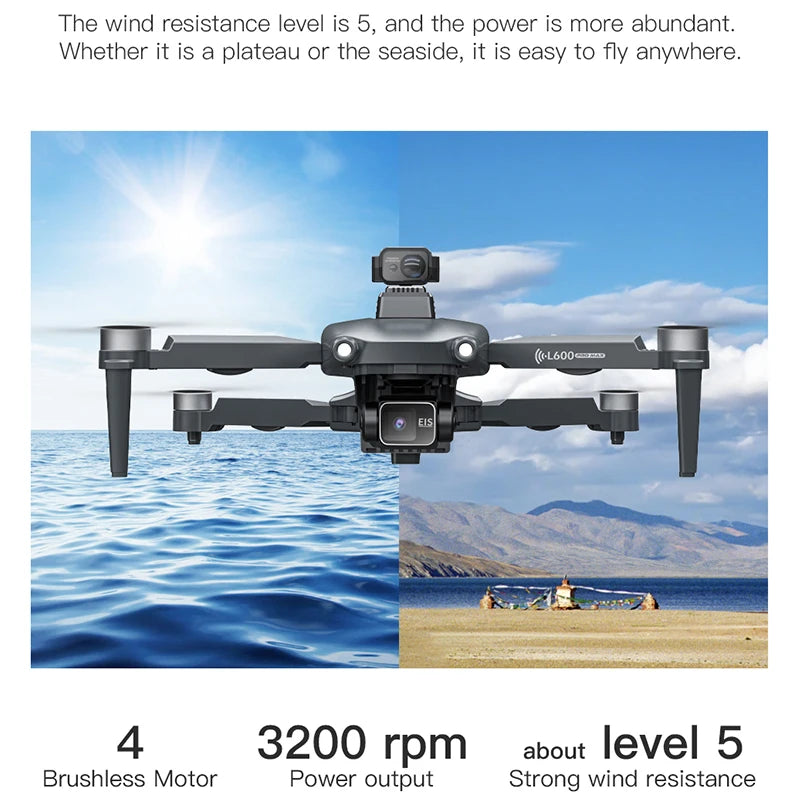L600 PRO MAX 4K GPS Drone – Dual Camera, 3-Axis Gimbal & 360° Obstacle Avoidance