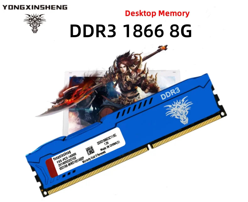 8GB DDR3 1600/1866MHz Desktop RAM – Blue