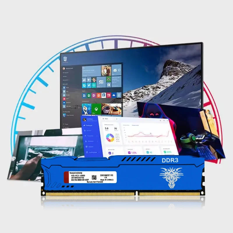 8GB DDR3 1600/1866MHz Desktop RAM – Blue