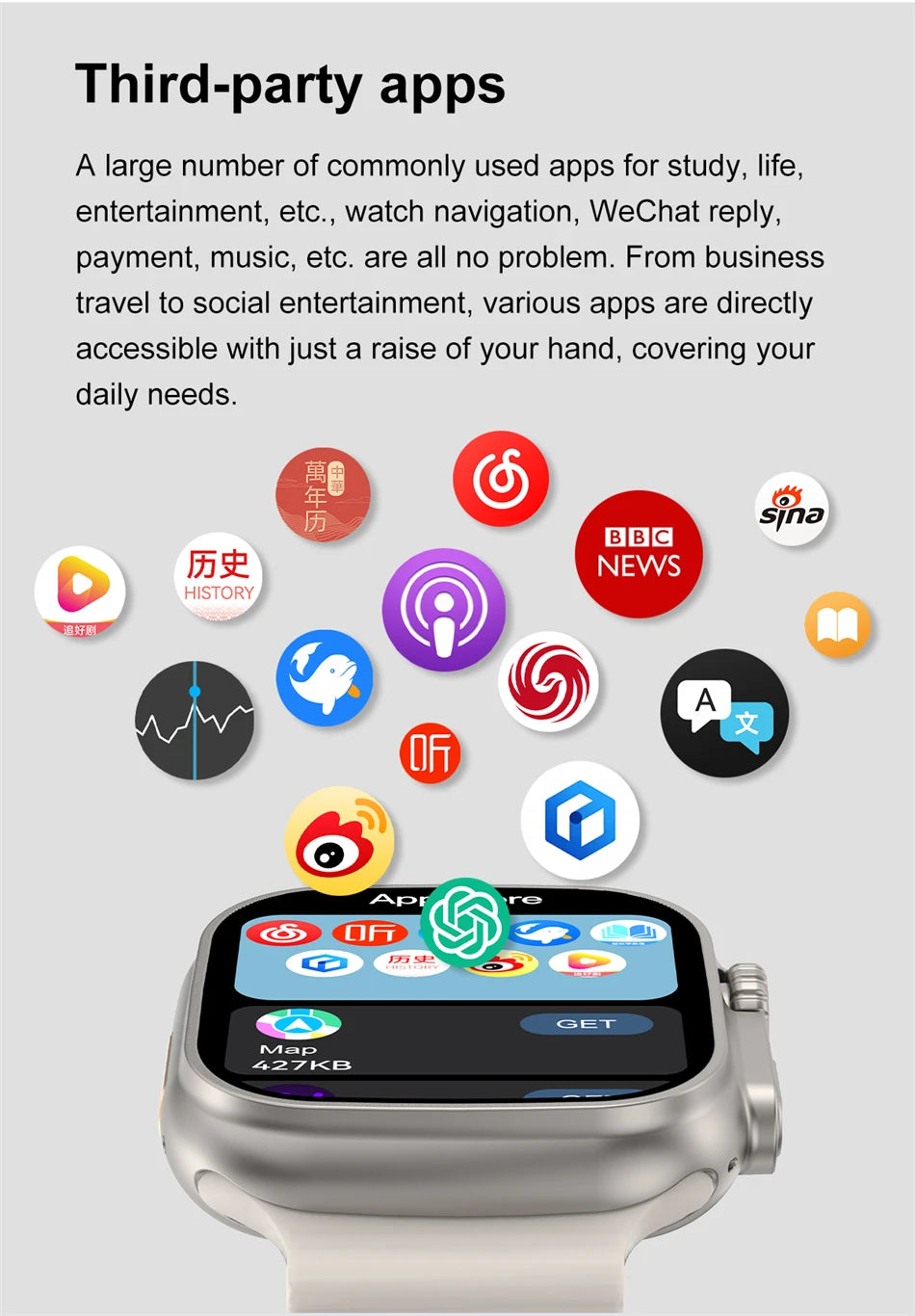 DT Ultra 3 – AMOLED Smartwatch with 4GB Storage, MP3/MP4, ChatGPT & AI Features