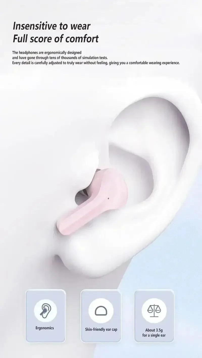 T2 TWS Gaming Earbuds – Bluetooth 5.3 HiFi Stereo with Noise Reduction + Free Case & Lanyard