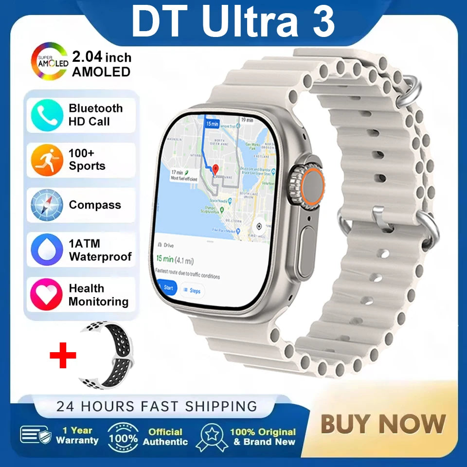 DT Ultra 3 – AMOLED Smartwatch with 4GB Storage, MP3/MP4, ChatGPT & AI Features