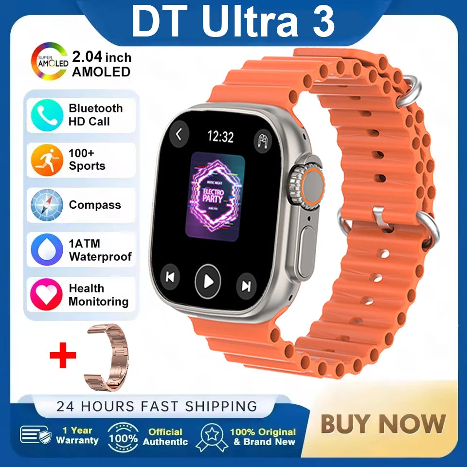 DT Ultra 3 – AMOLED Smartwatch with 4GB Storage, MP3/MP4, ChatGPT & AI Features