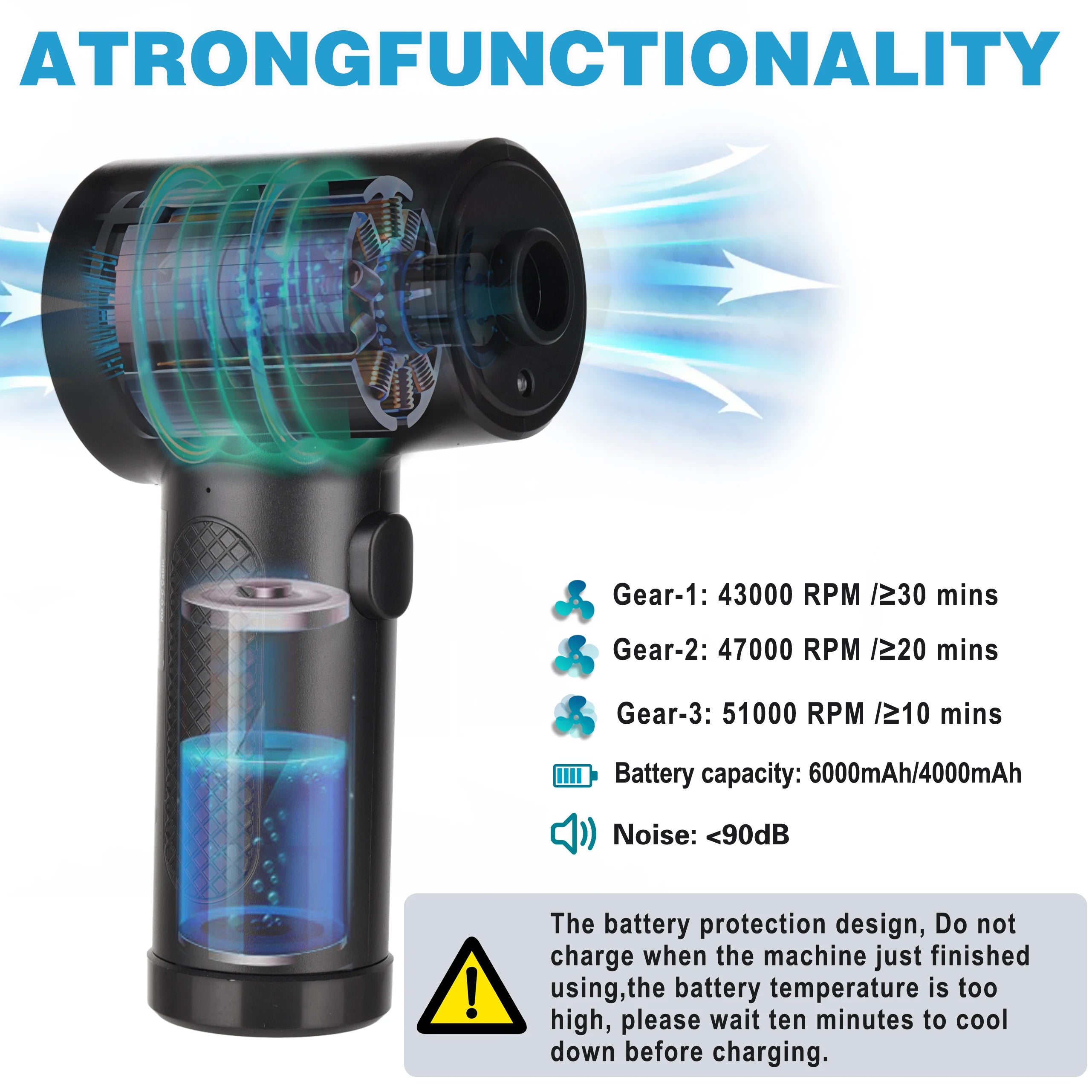 Cordless Air Duster – 51000RPM Compressed Air Blower with LED for PC & Keyboard